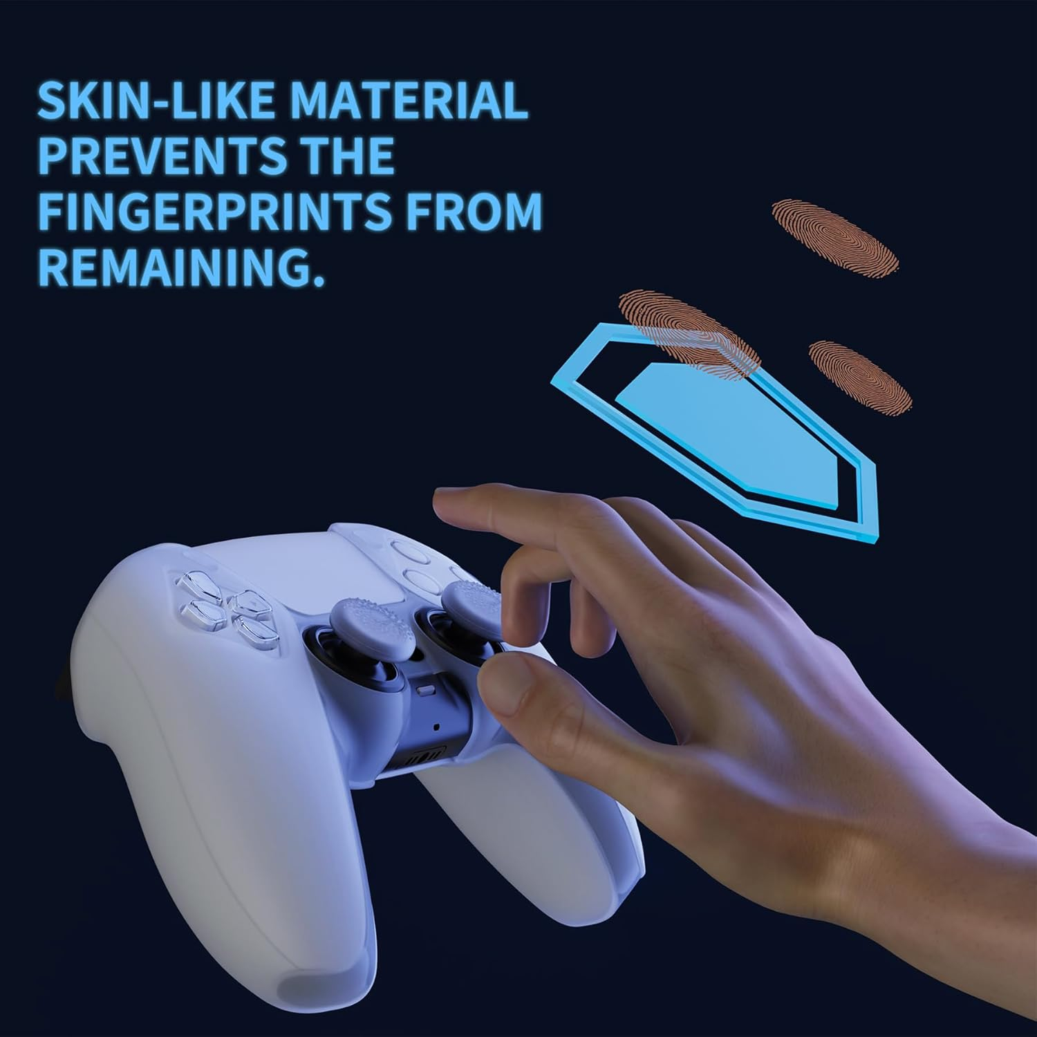 Playvital Pure Series Dockable Model Anti-Slip Silicone Cover Skin for Ps5 Controller, Soft Rubber Grip Case for Ps5 Wireless Controller Fits with Charging Station with Thumb Grip Caps - Clear White image number 2