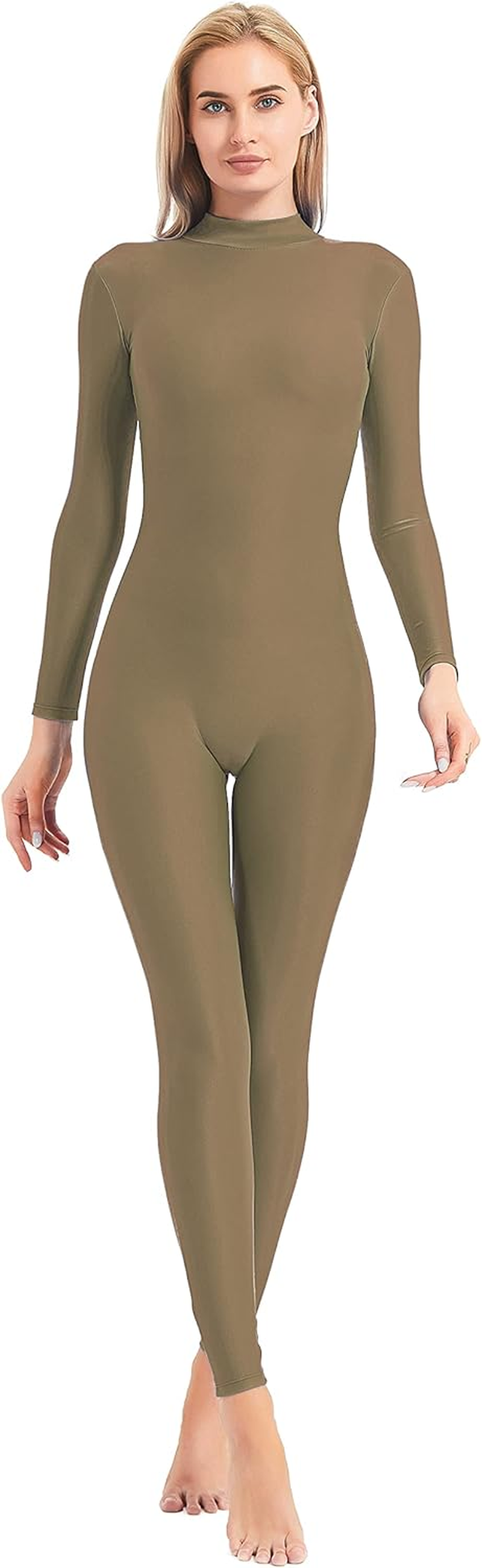 Speerise Adult High Neck Zip One Piece Unitard Full Body Leotard Bodycon Jumpsuit for Women