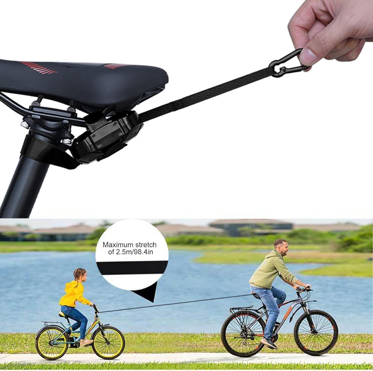Bicycles Tow Rope | Bikes Towing Rope | Kids Bikes Tow Rope | Bicycles Tow System | Bikes Towing Accessory | Bikes Assistance Tow Rope | Tow Rope for Cyclists | Cycling Tow Rope image number 5