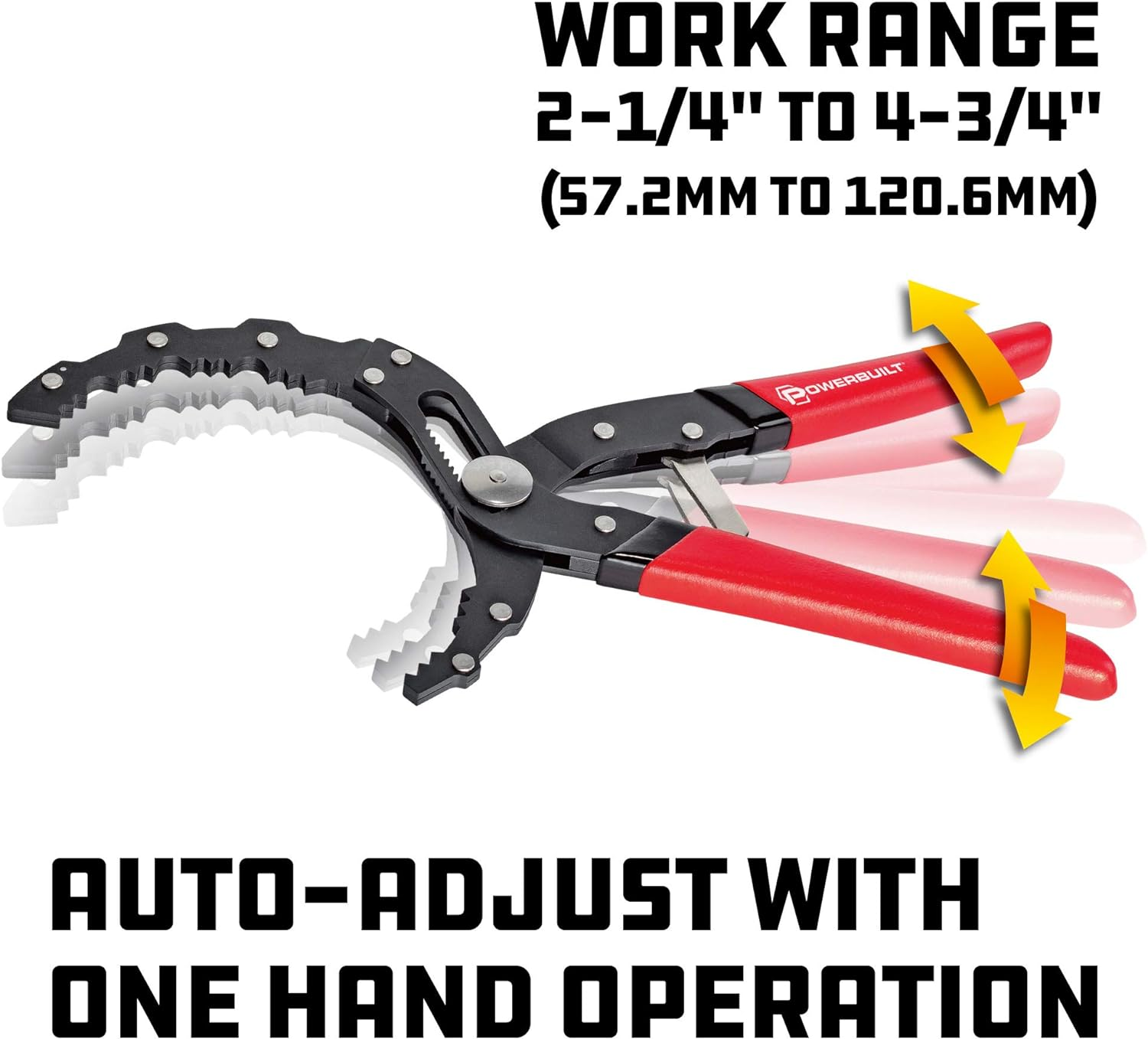 Powerbuilt 942068 Self-Adjusting Oil Filter Pliers, Red image number 1