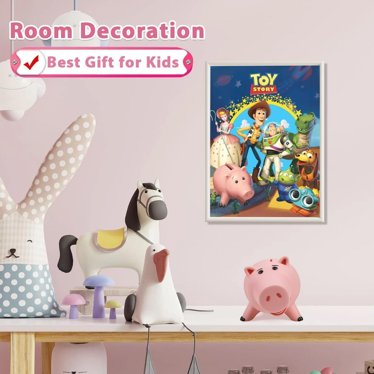 Creamily Hamm Piggy Bank Money Bank Kids Hamm Toy Story Money Bank Unbreakable Cute Pink Large Pig Money Box Plastic Saving Coin Bank for Kids Christmas Birthday image number 5