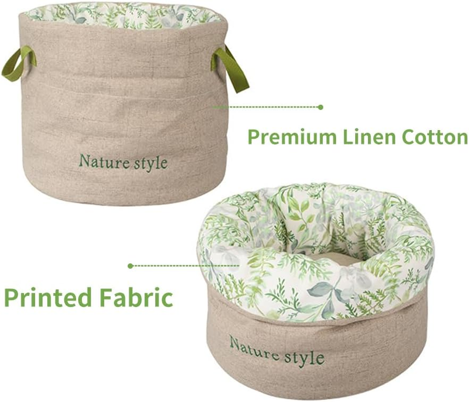 Cat Bed for Indoor Cats,Cat Beds Dual-Sided with Removable Machine Washable Cushion,Pet Bed Foldable Cotton-Linen for Indoor Cats & Dogs,Soft & Durable image number 6
