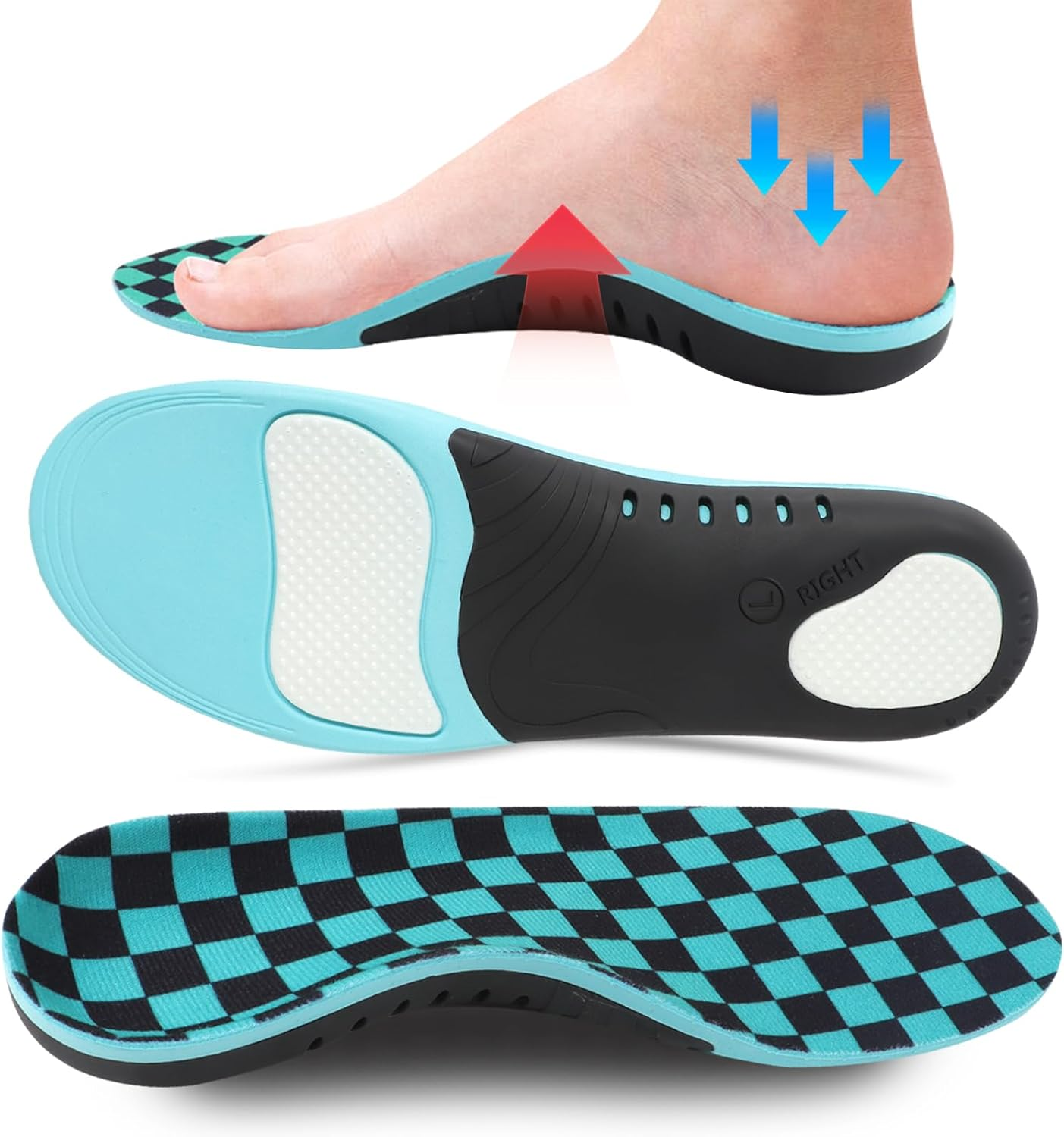 Arch Support Insoles for Men and Women, Insoles for Flat Feet, Orthotic Insole for Flat Feet and Arch Pain(Xs(Eu 37-39),Blue)