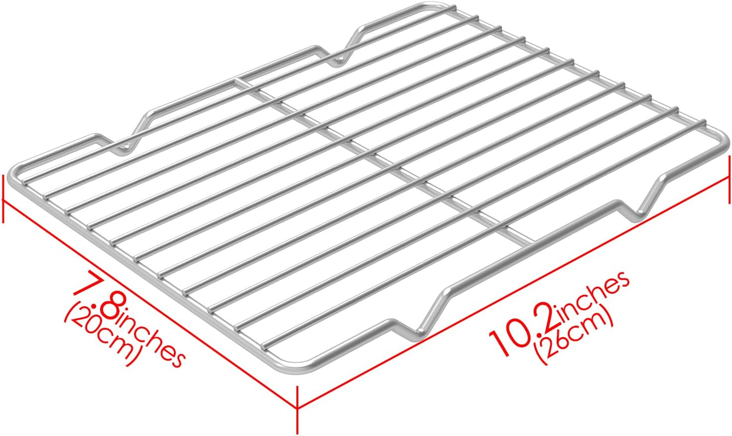 Linkidea Metal Grate Cooling Rack Pack of 2, Stainless Steel Baking Cooling Rack Rectangle 7.8'' X 10.2'', Oven Safe Grid Wire Racks for Roasting Disposable Pan image number 3