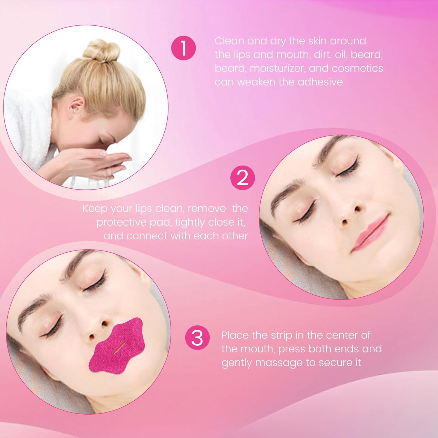 Breathable Mouth Tape for Sleeping - Hypoallergenic & Comfortable Anti-Snoring Device, Promotes Nasal Breathing, All-Night Hold (Rose, 60 Pcs) image number 3