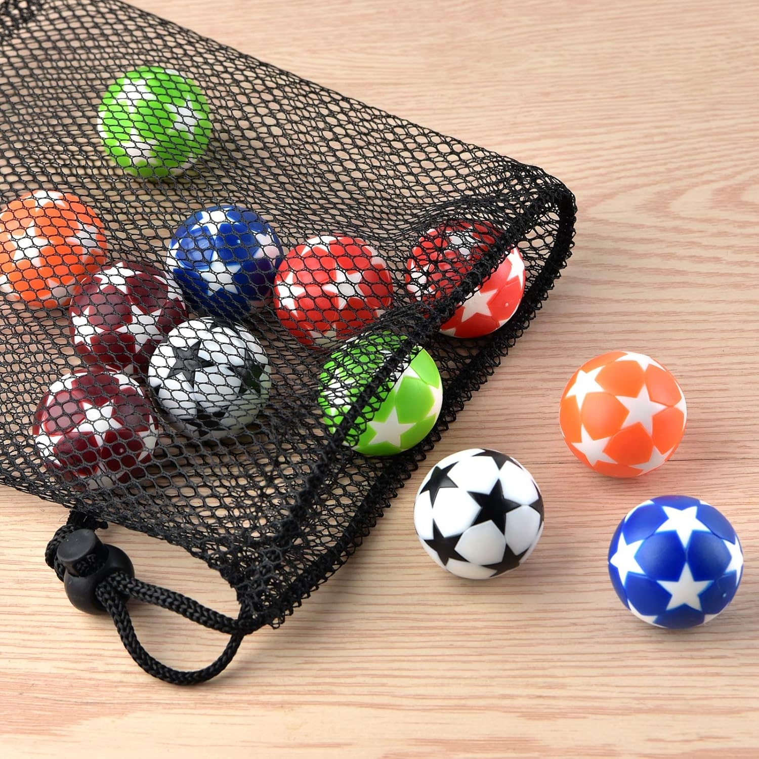 Coopay 18 Pieces 32Mm Foosball Balls Table Football Soccer Replacement Balls Multicolor Official Tabletop Game Balls with a Black Drawstring Bag image number 2