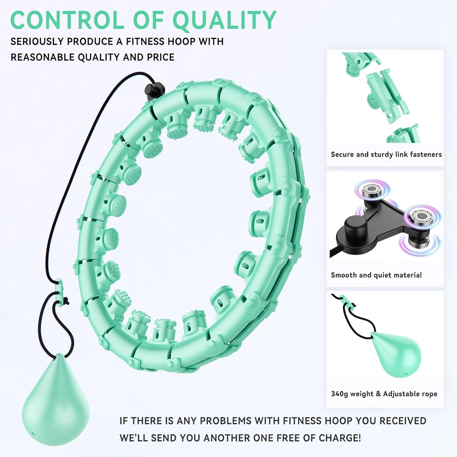 Weighted Hula Infinity Fitness Hoop for Adult Weight Loss, 2 in 1 Smart Fitness Workout Hula Circle Hoops with 32 Detachable Knots, Exercise Fit Hoop Suitable for Women and Beginners image number 5