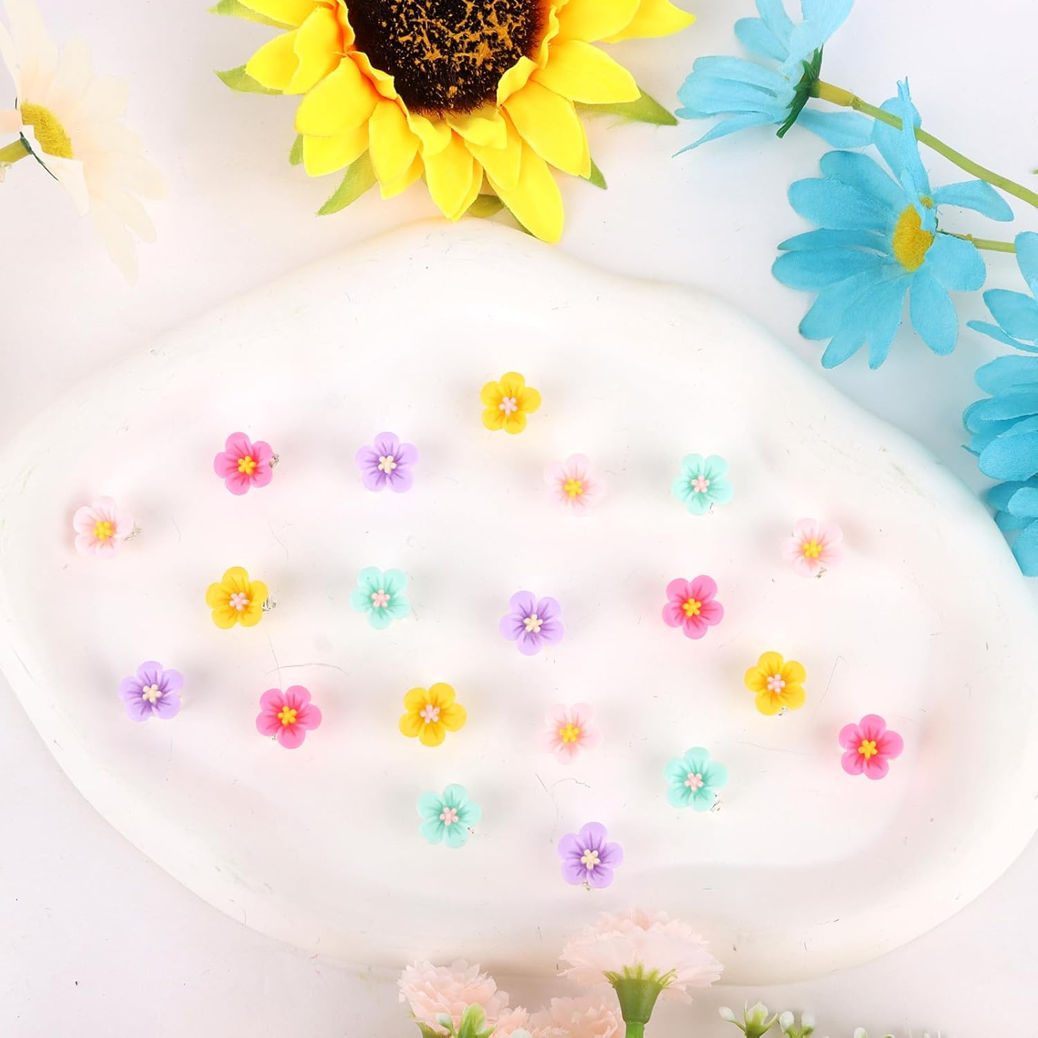 Bumlofa 20 Colourful Hair Clips Small Set: Hair Clip Flower for Girls, Perfect for Braids, Fringe & Hairstyles - Mini Flower Hair Clips for Children & Teenagers image number 6