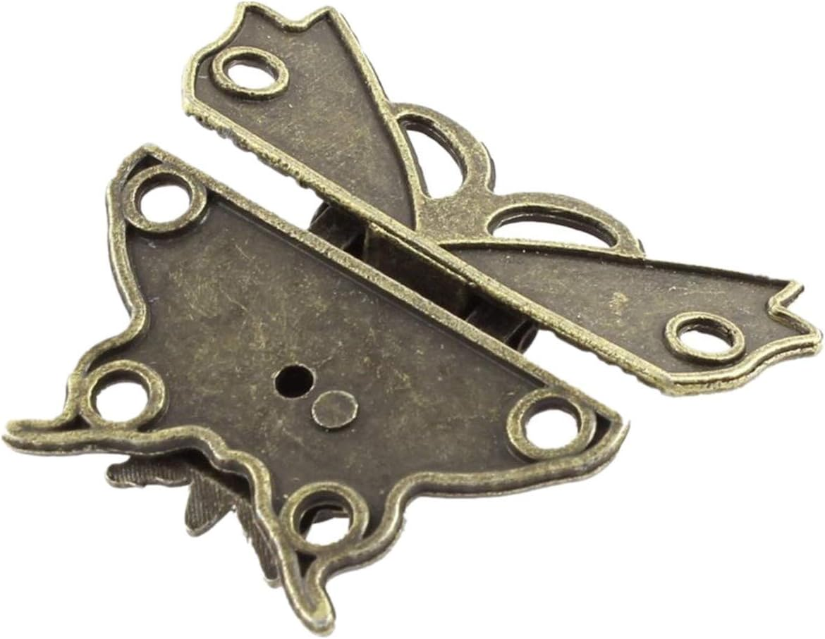 ODETOJOY 1Pc Antique Bronze Butterfly Cabinet Latches Hasp Pad Lock Clasp for Jewelry Wooden Box Case Chest Retro Vintage Decorative Mini Latch for Toolbox Gift Box Suitcase with Screws image number 3