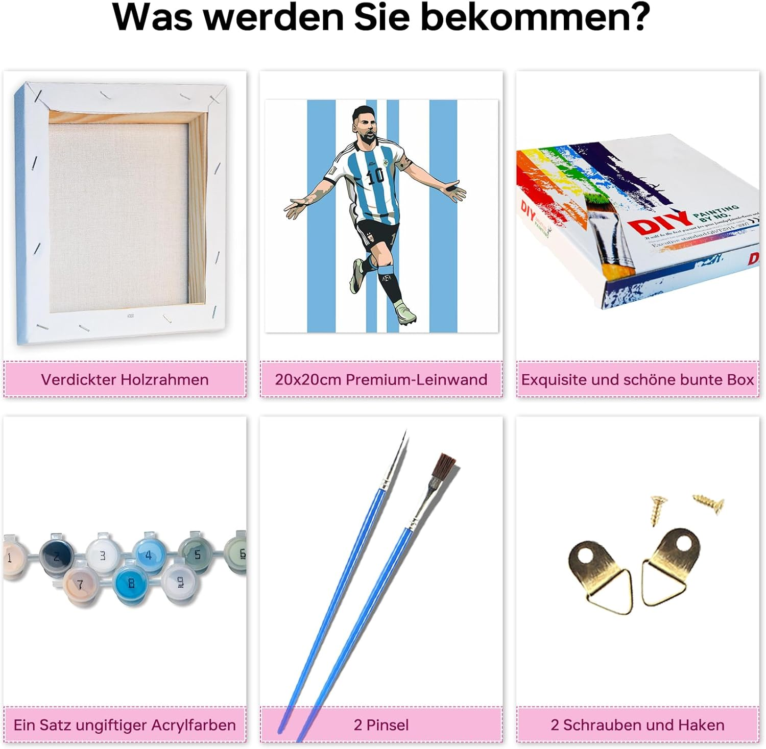 QDUODUO Football Painting by Numbers with Frame for Adults Beginners and Children from 6 Years, LM10 Football Paint by Numbers with Canvas Brushes Acrylic Pigment, 20 X 20 Cm Small DIY Hand-Painted - Cartoon Paint By Numbers Set Of 2 image number 5