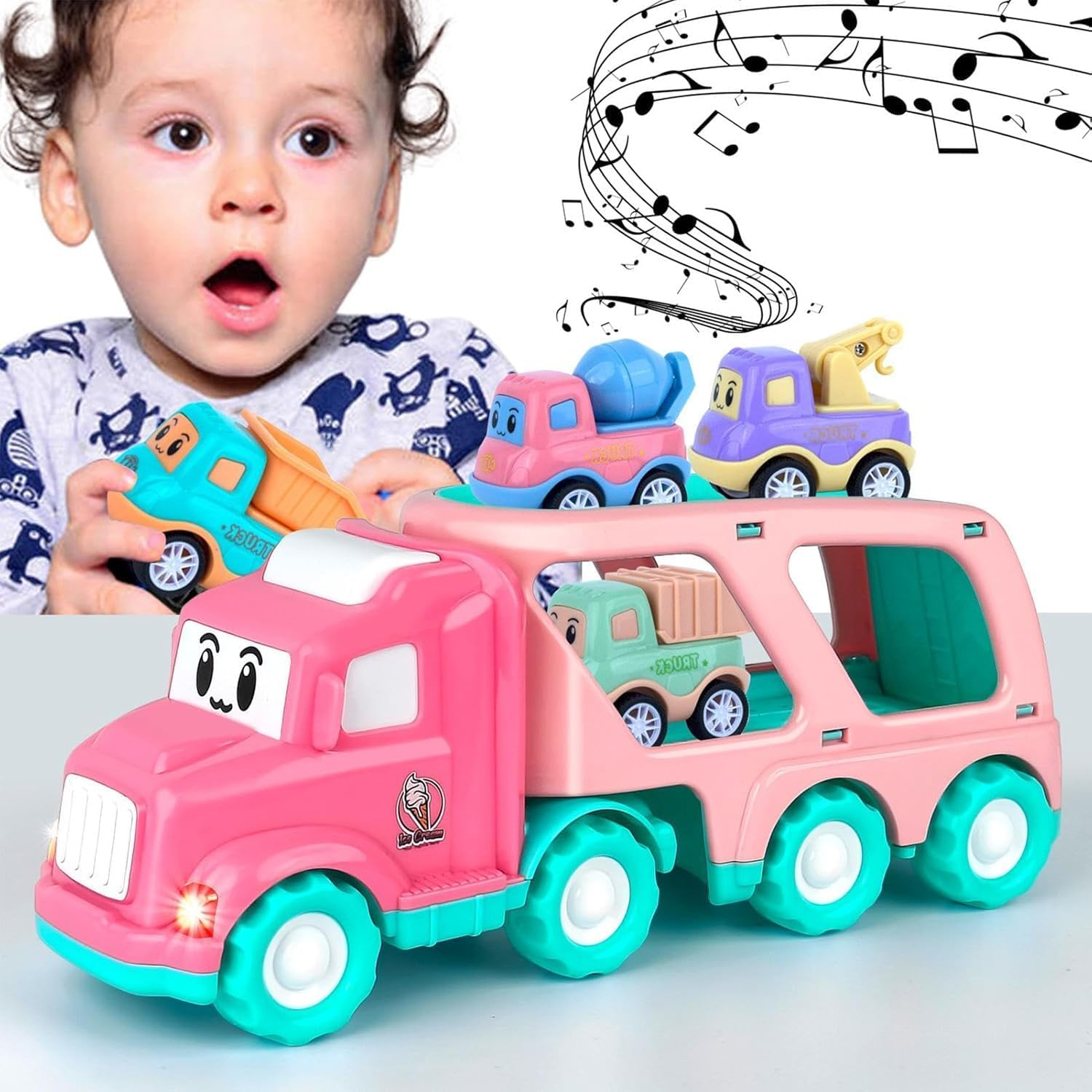 1 2 3 4 5 Years Old Trucks Toys| Truck Toy with Sound| Interactive Toys Truck with Sounds, Playground Car Trucks Toys, Girls Truck Toy with Sound Effects, Vehicle Toy for Young Girls
