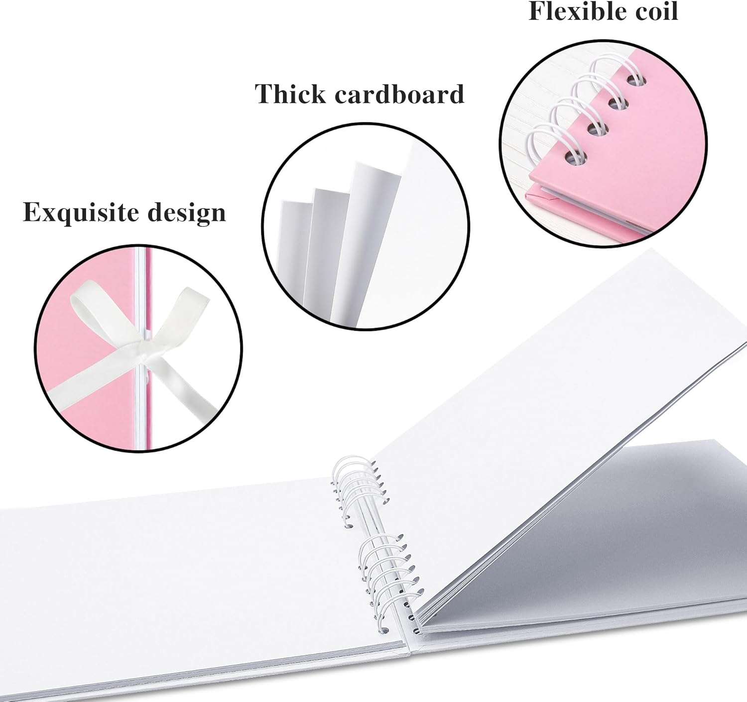Scrapbook Memory Book with 50 Sheets White Pages 11.5X8.5 Inch DIY Album Set with Corner Stickers for Baby Shower Birthday Wedding Travelling, Pink image number 2