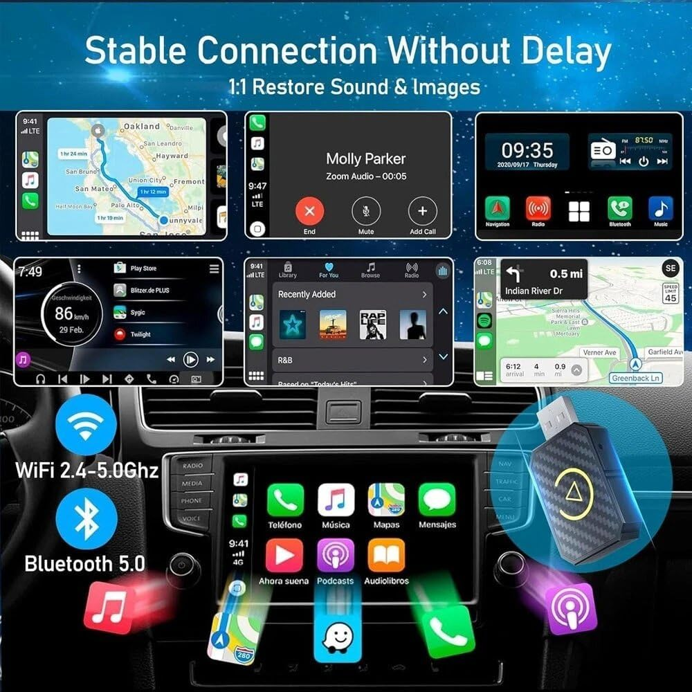 STEXX Wireless Carplay & Android Auto Adapter, Converts Wired to Wireless Carplay Adapter Plug & Play Dongle Compatible with Cars from 2016 & Iphone Ios/Android, with USB-C image number 5