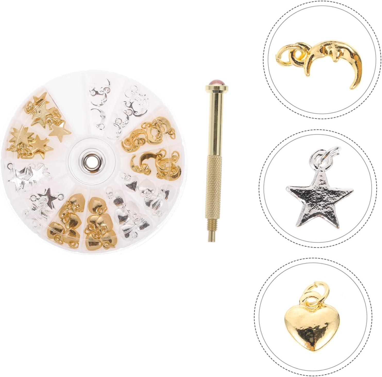 Beaupretty Nail Piercing Tool Set Charming Nail Charms Star Moon Pendant Includes One Random Color Manicure Diy image number 2