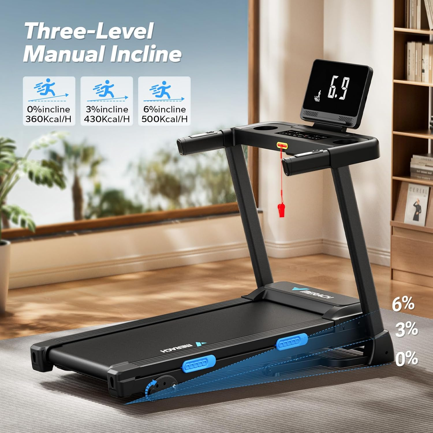 MERACH Treadmill Incline Walking Pad Treadmills for Home for 99% Body, 0.8-12 Km/H Walking Pads with Handle,Foldable Treadmill Walking Pads with Double Deck Tech for Home&Office,Led Display&App