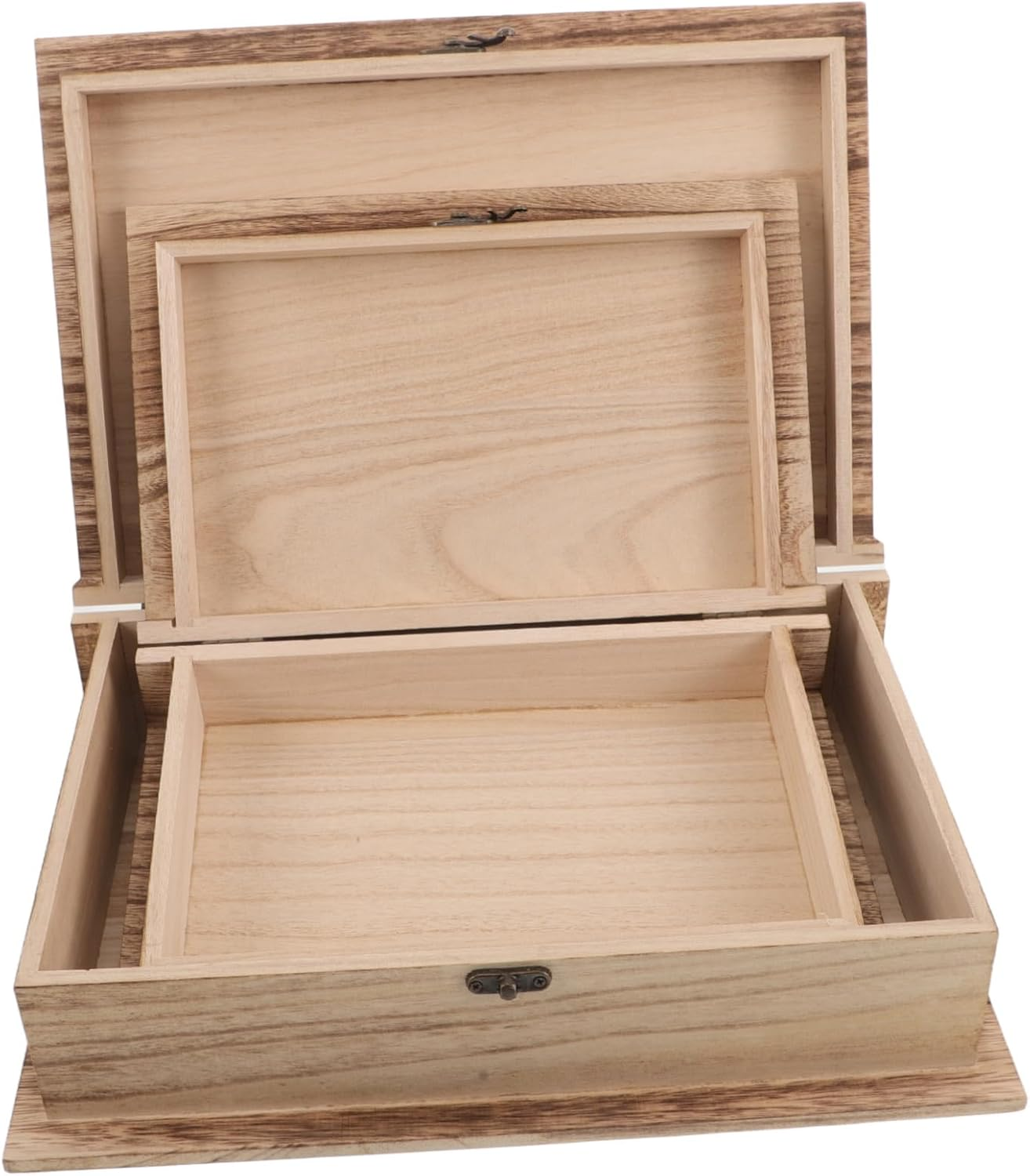 2Pcs Jewelry Storage Box Unfinished Wooden Keepsake Organizer Wooden Bible Storage Box image number 4