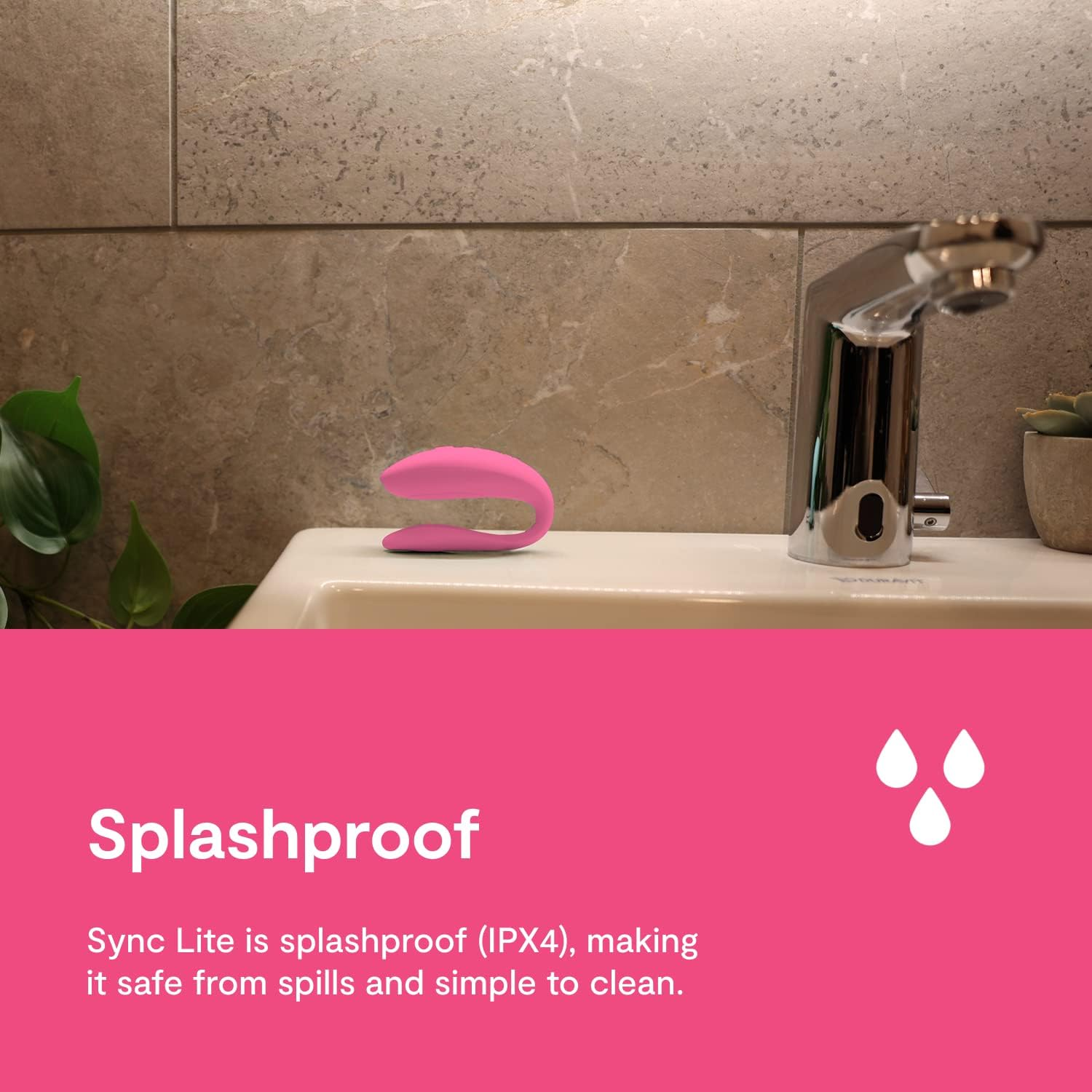 We-Vibe Sync Lite Couples Vibrator &ndash; App Controlled C-Shape Vibrator &ndash; Wearable Vibrating Couples Adult Sex Toy &ndash; G-Spot and Clitoris Dual Stimulation &ndash; USB Rechargeable - Coral Pink - Pink image number 2