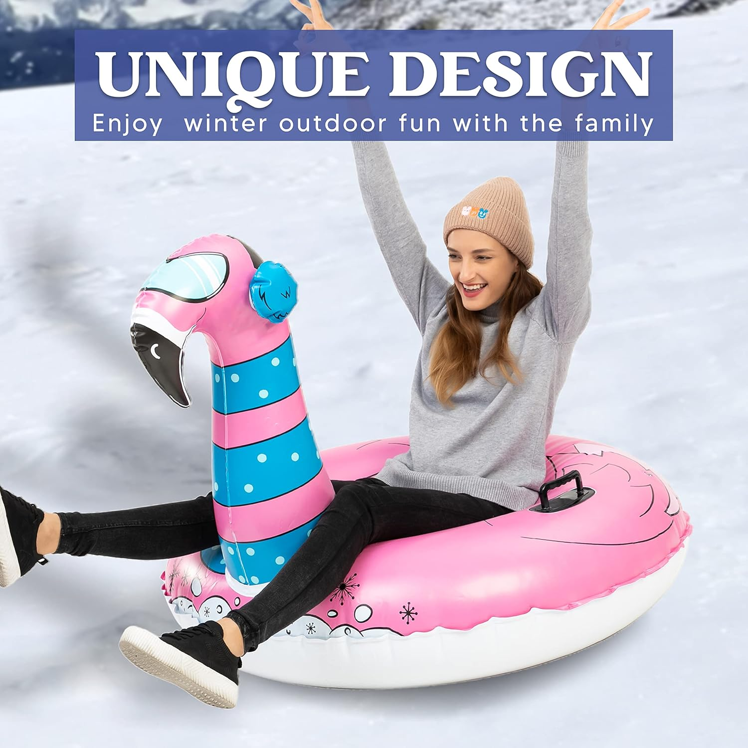 JOYIN 47&rdquo; Inflatable Snow Tube for Kids and Adults, Heavy-Duty Snow Tube for Sledding, Great Inflatable Snow Tubes for Winter Fun and Family Activities image number 1