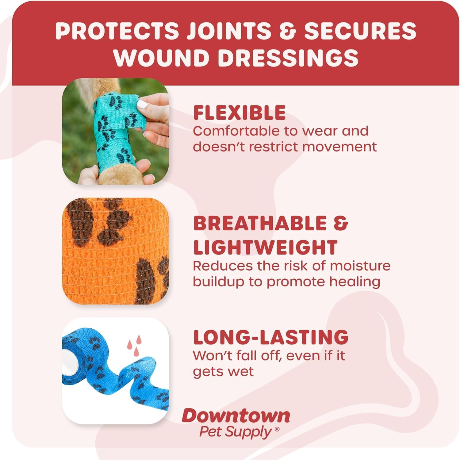 Walquicks 12 Rolls Pet Self Adhesive Bandage, 4 Colors Vet Wrap Bulk, Soft Breathable Vet Pet Wraps, Breathable, Elastic, for Cats, Dog, Horse, Pet and Others Waterproof Self Adherent Bandage