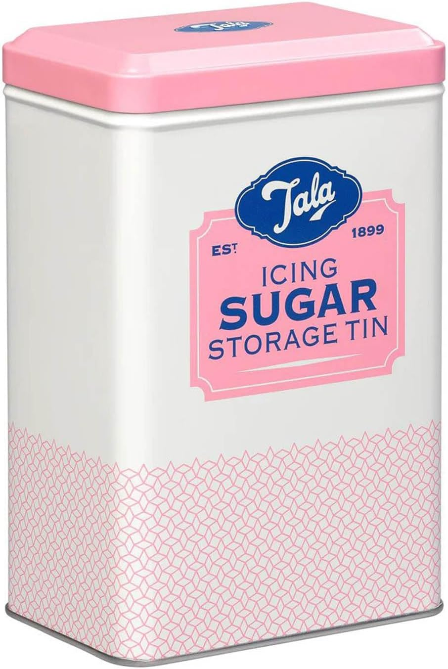 Tala Originals Metal Pink and Cream Nostalgic Design Storage Tin, 18.5X18.5X19 Cm | Holds a Full Bag of Icing Sugar | Stylish Kitchen Storage