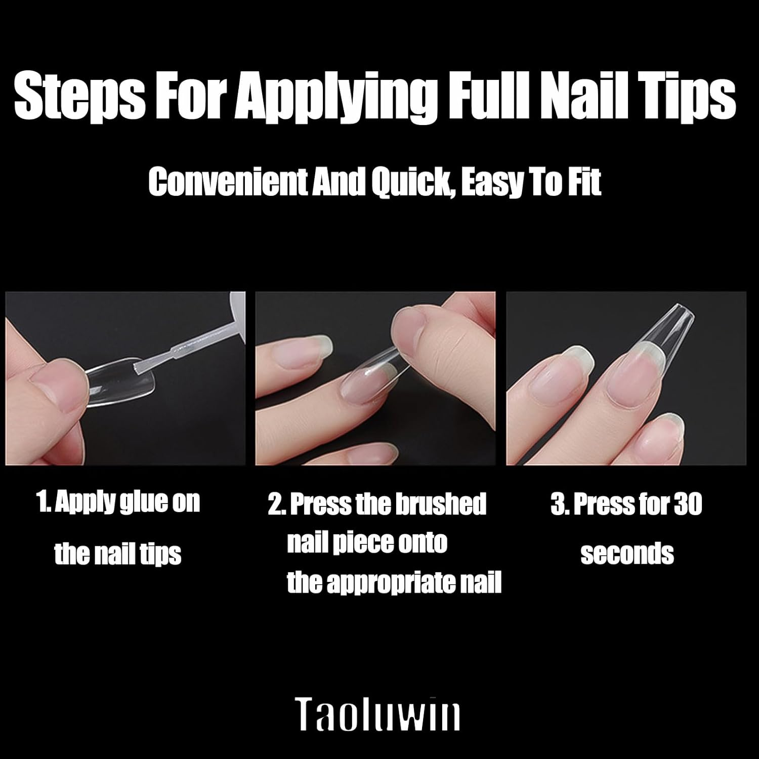 Taoluwin 500Pcs Clear Nail Tips, 10 Sizes Full Cover False Nails, Press on Gel Nail Tips, Reusable False Nail Kit for DIY Extensions, Acrylic & Nail Art (Long Teardrop Shape, Long) image number 1