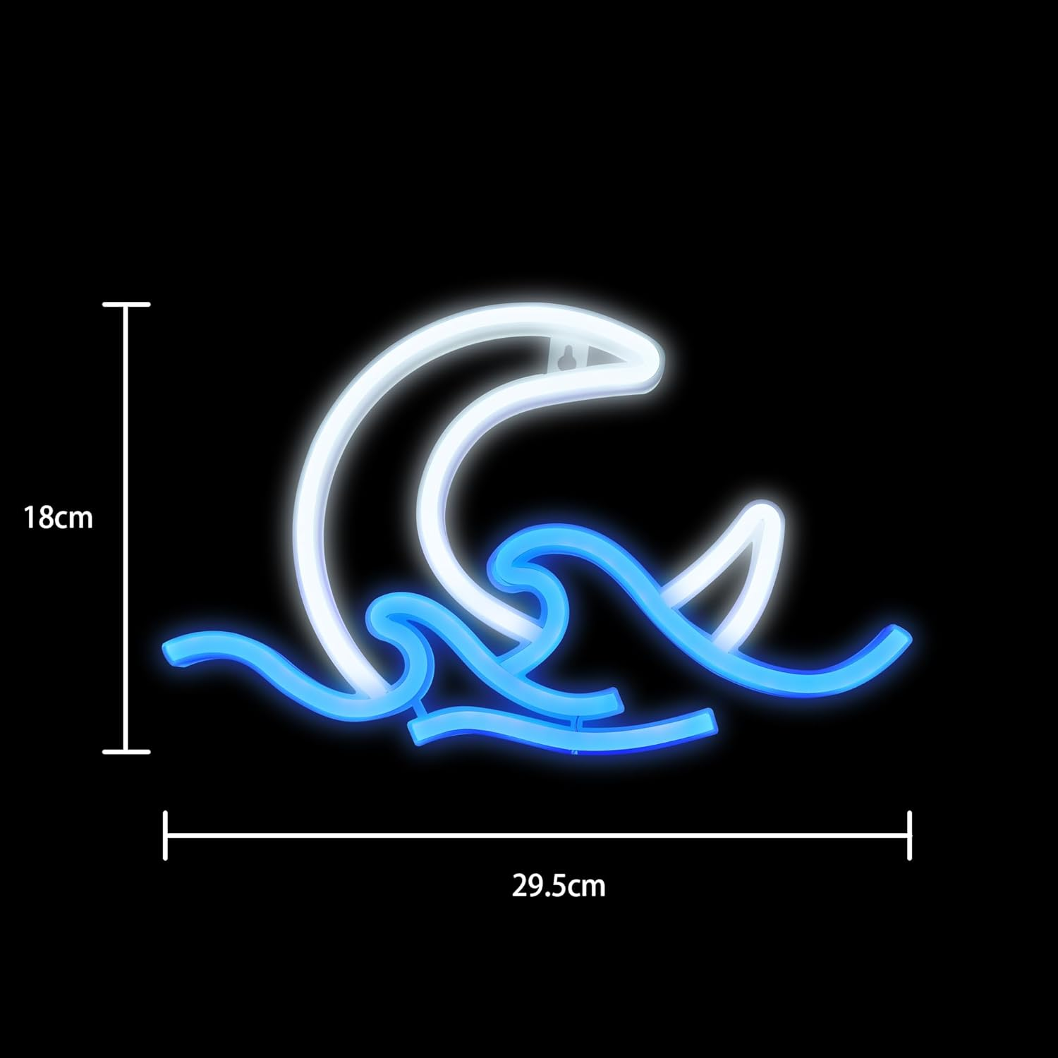WIOSOUL Sunrise Sunset Neon Sign Moon over Sea Neon Light 11.6X7.1 Inch Twilight Wave LED Wall Signs for Room Decor Acrylic Neon Light Sign for Bedroom,Party, Living Room,Home Decor (Moon Waves) - Blue Finger image number 6