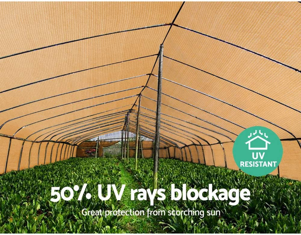 Instahut Shade Cloth 1.83 X 10M Sunshade Sail Shadecloth Sun Block Outdoor Marquee Canopy Shelter Cover for Beach Pool Car Patio Backyard Lawn Garden Carport Fence Greenhouse, Beige 50% UV Blockage image number 3