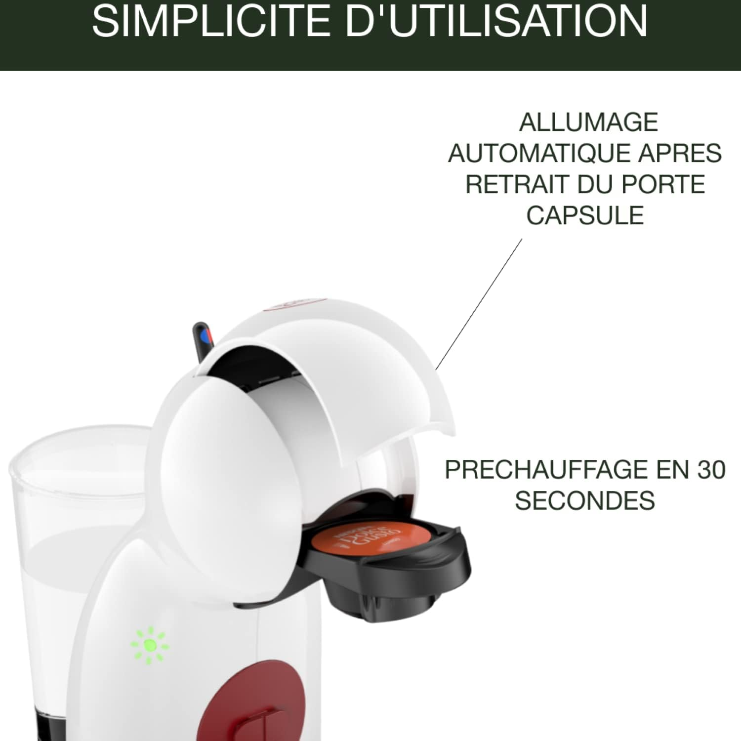 KRUPS Nescaf&eacute; Dolce Gusto Coffee Capsule Maker, 15 Bar, Multi-Drinks, Compact Coffee Maker, Automatic Shut-Off, Economy Mode, Piccolo XS KP1A3110 image number 3