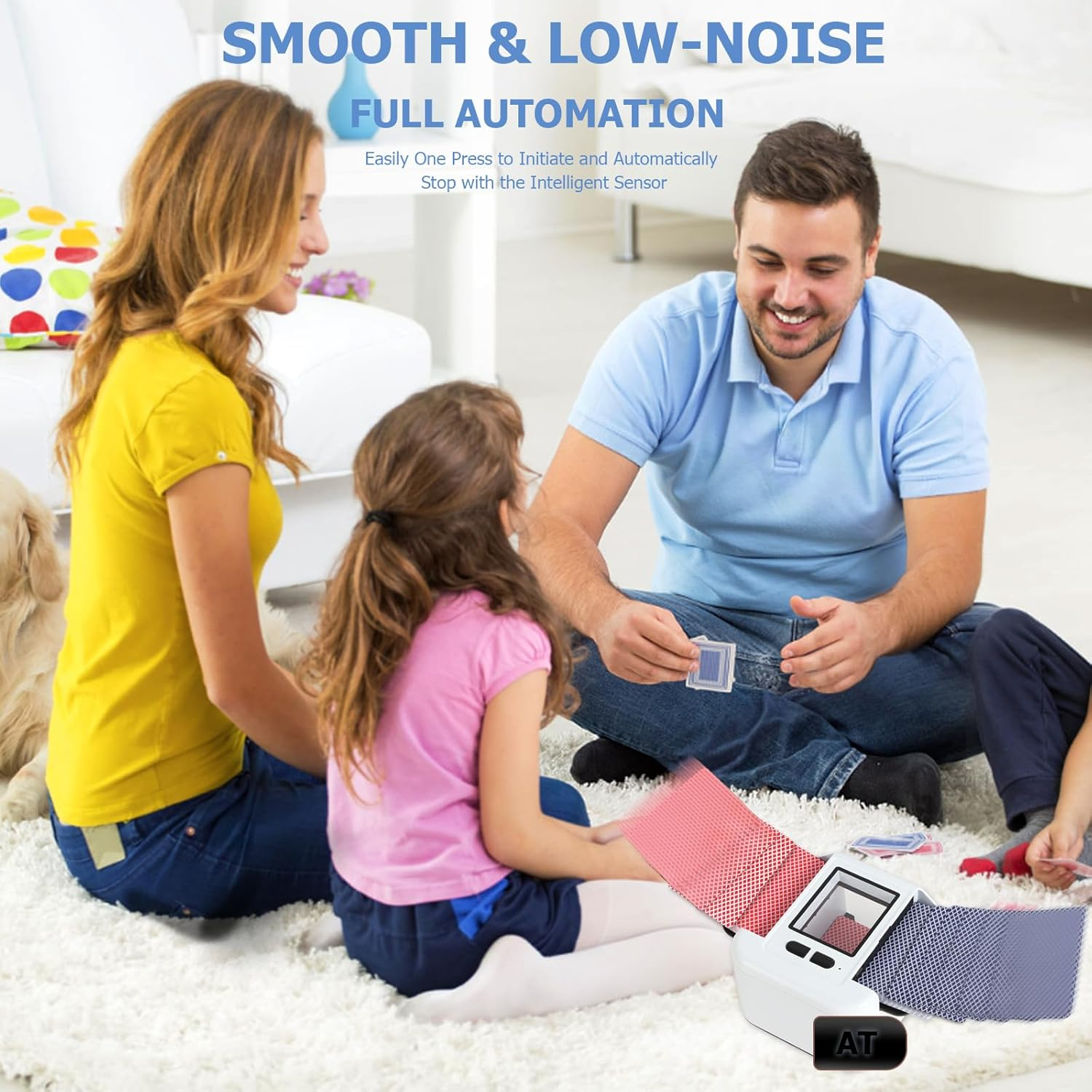 Buldoospok Quiet Automatic Card Shuffler 1-2 Deck, 2000 Mah USB-C Rechargeable Electronic Card Shuffler, One-Press AUTO and Manual Card Shuffle Machine for UNO Poker Blackjack Skip-Bo Phase 10 image number 5