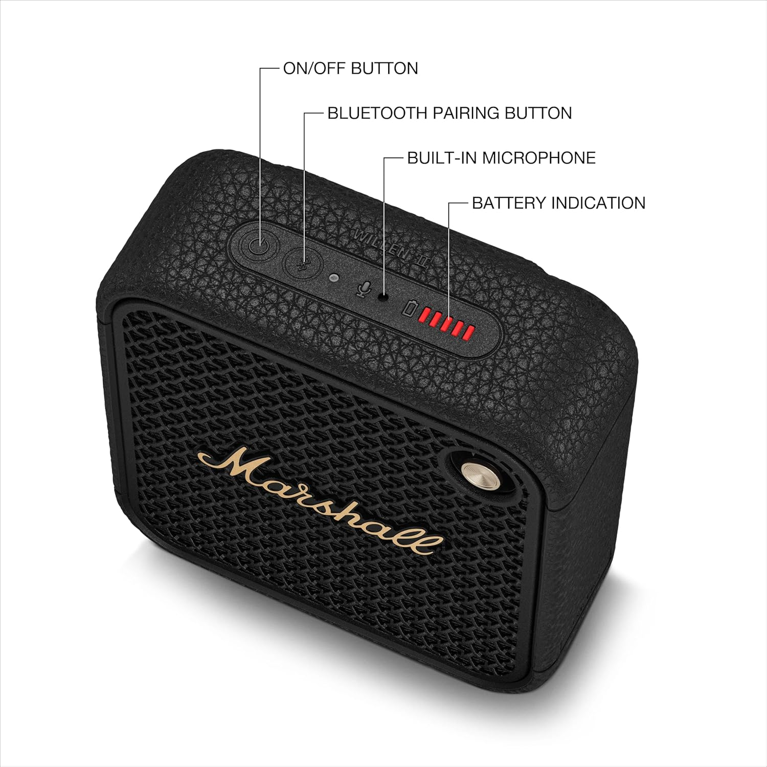 Marshall Willen II Portable Bluetooth Speaker, Black/Brass - Black  Brass image number 2