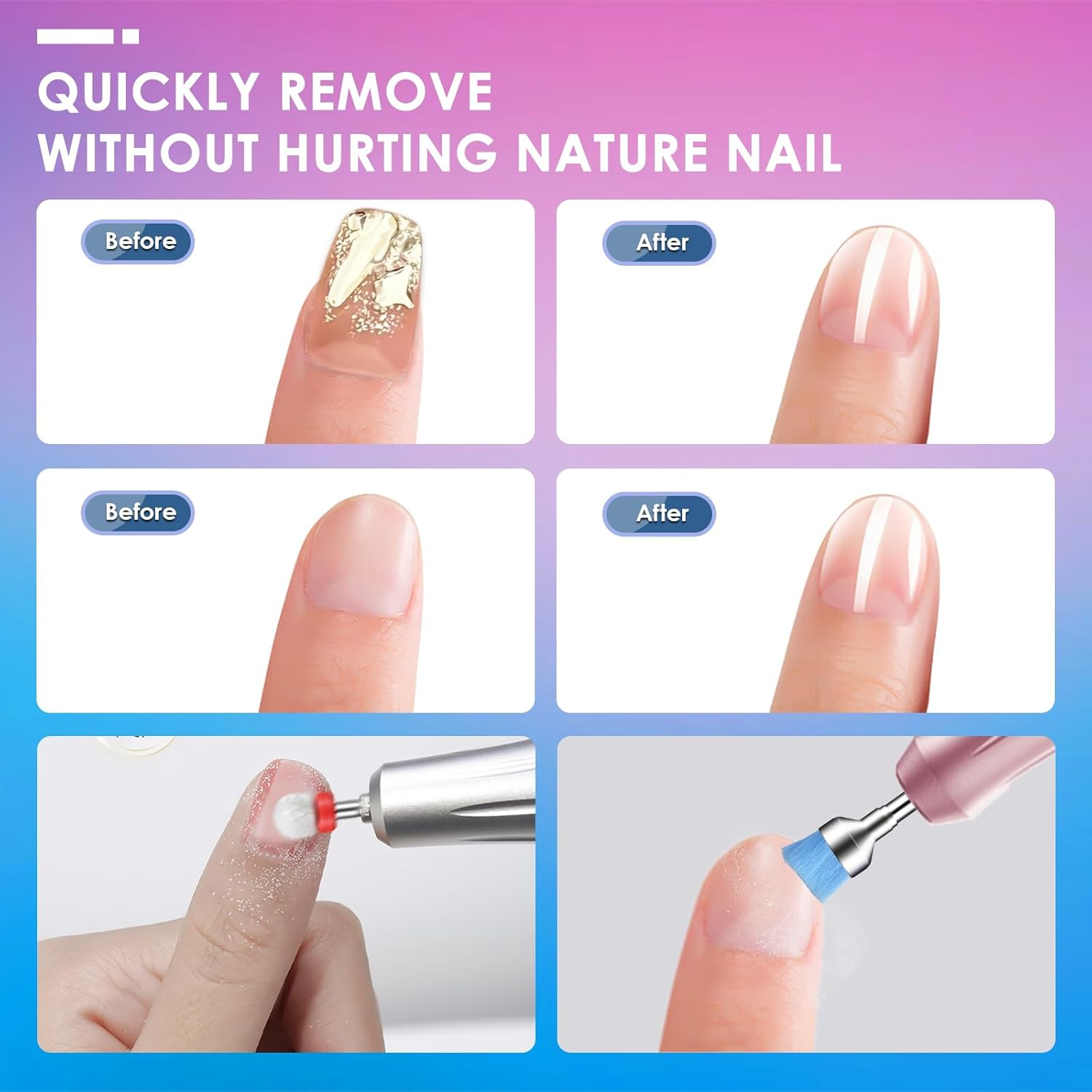 Depvko 11 X Nail Drill Bits Set, Drill Bits for Nails, 2 X Tungsten Carbide Drill Bits + 3 X Ceramic Efile Nail Drill Bits + 5 X Diamond Bits + 1 X Brush, 3/32 Inch Cuticle Cutter Bit for Gel Nails image number 6