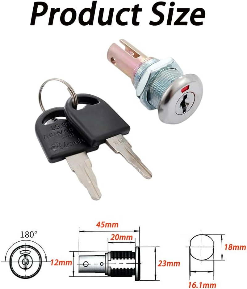 NYGHMY 2 Pcs Cabinet Locks with Keys, Toolbox Lock, Universal Craftsman Tool Box Lock, Toolbox Lock Iron Cabinet Insert Linkage Drawer Lock Set, Easy to Install image number 3