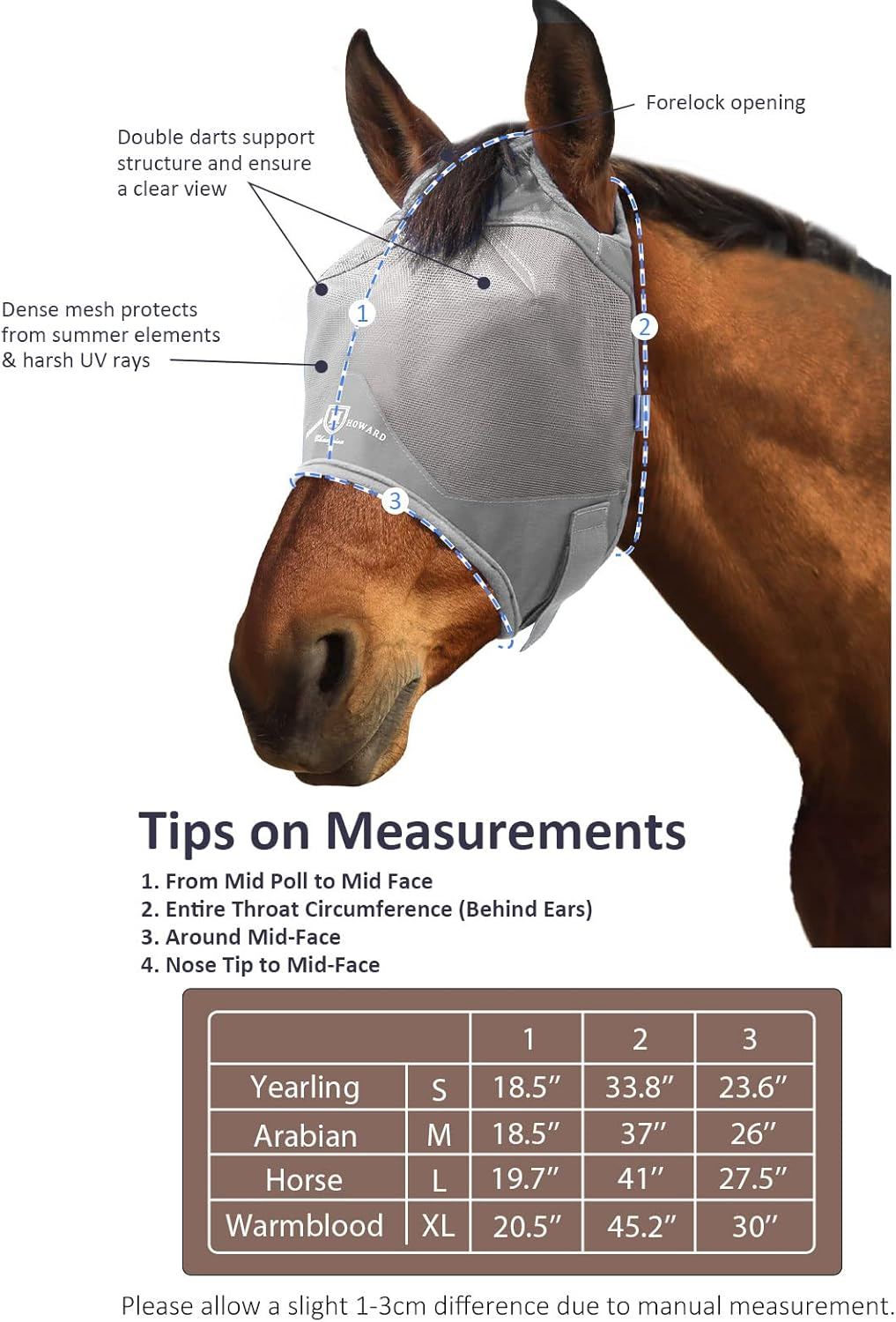 Harrison Howard Horse Fly Mask Standard Original Grey Warmblood Extra Large image number 3