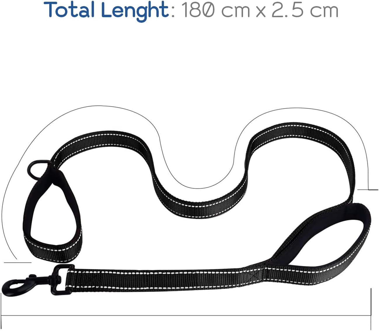 Edipets, Large Dog Leash with Double Padded Handle, Reflective 6Ft Non-Slip Dog Leash for Medium Large Dogs for Walking Your Pet (Black/Black) - Black/Green image number 4