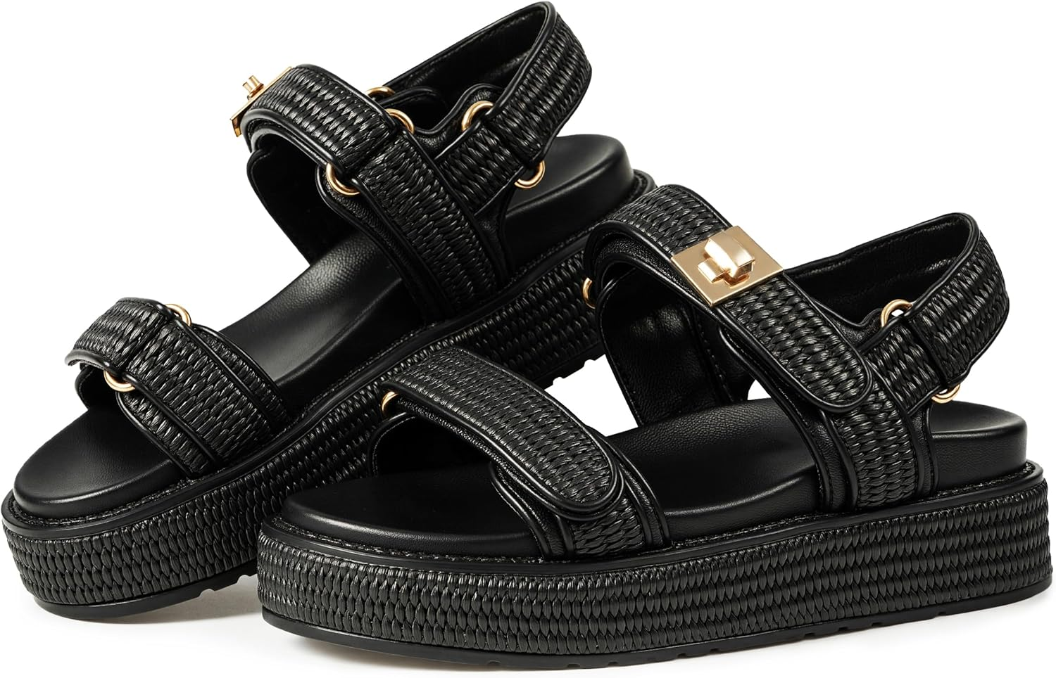 VARECOLA Slip on Espadrilles Wedge Platform Sandals for Women Clear Strap Slide Heeled Sandals Beach Summer Mule Sandals