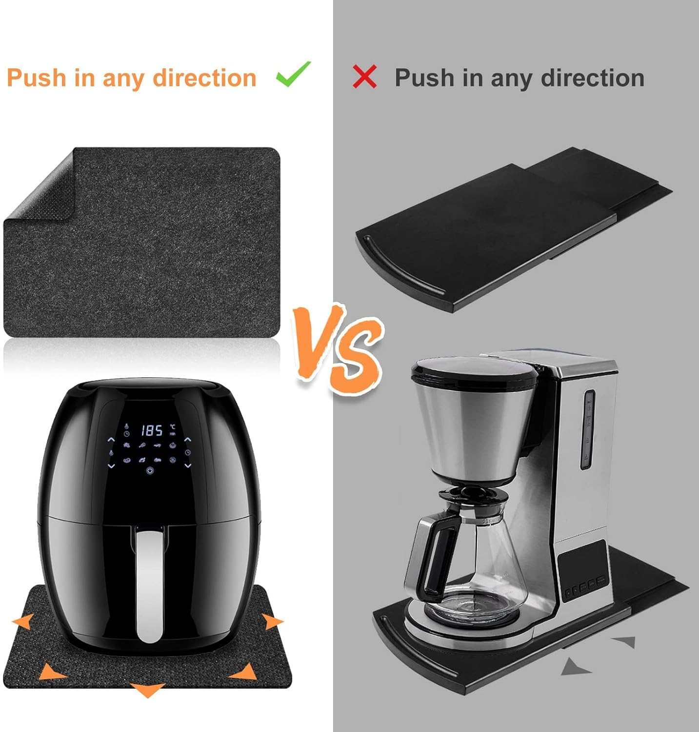 Heat Resistant Mat for Air Fryer, 2 Pcs Heat Resistant Pad Countertop Protector Mat Coffee Maker Mat for Countertops with Sliding Function for Air Fryer, Blender, Coffee Maker, Toaster image number 4