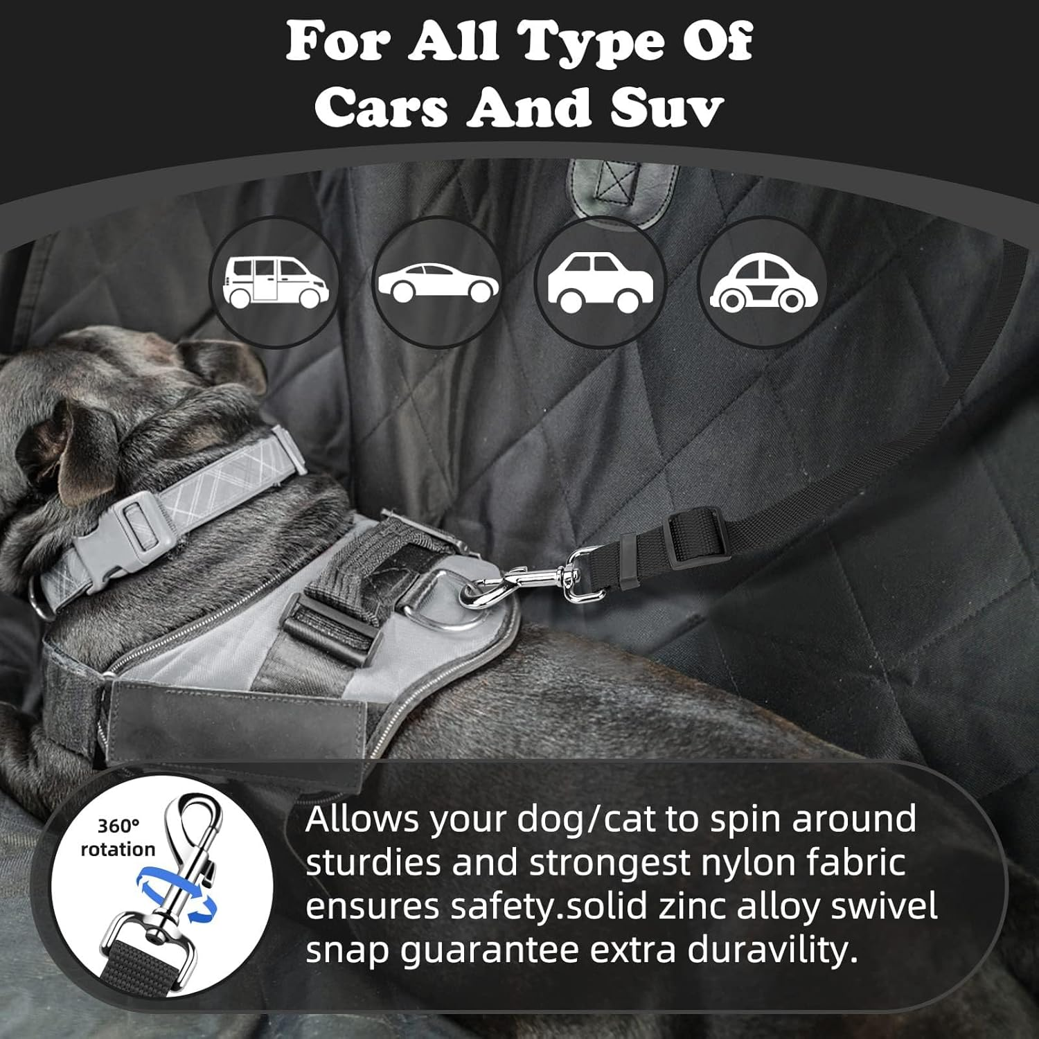 2 Packs Dogs Seat Belt Strap Car Headrest Restraints Adjustable Cat Safety Nylon Fabric Vehicle Seatbelts Harness image number 2