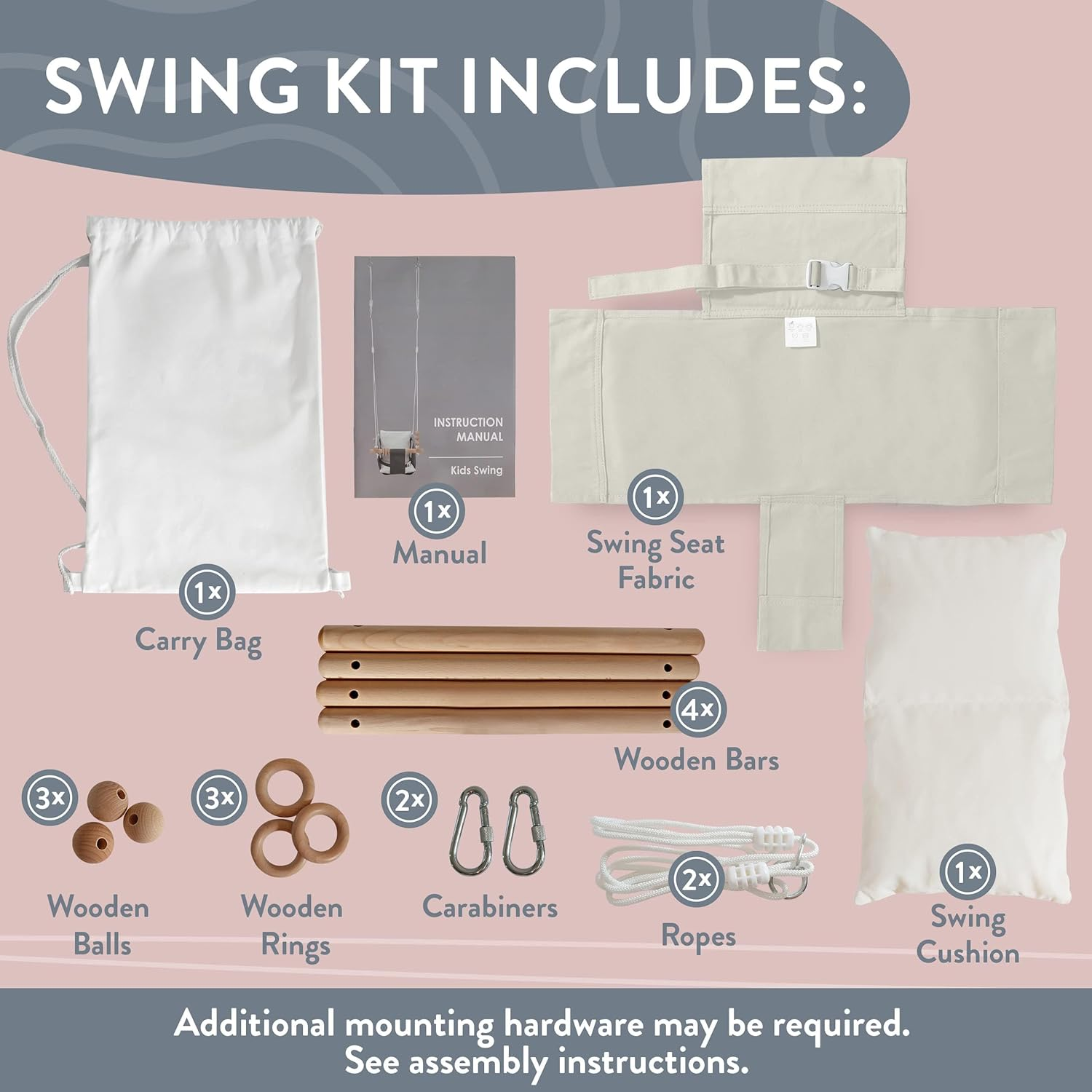 Baby Swing Chair for Indoor & Outdoor Fun &ndash; Soft Cotton Canvas Toddler Swing with Beech Wood Frame &ndash; Safe & Comfy Baby Toys &ndash; Ideal Sensory Swing for Playground & Home Use up to 4 Years image number 3