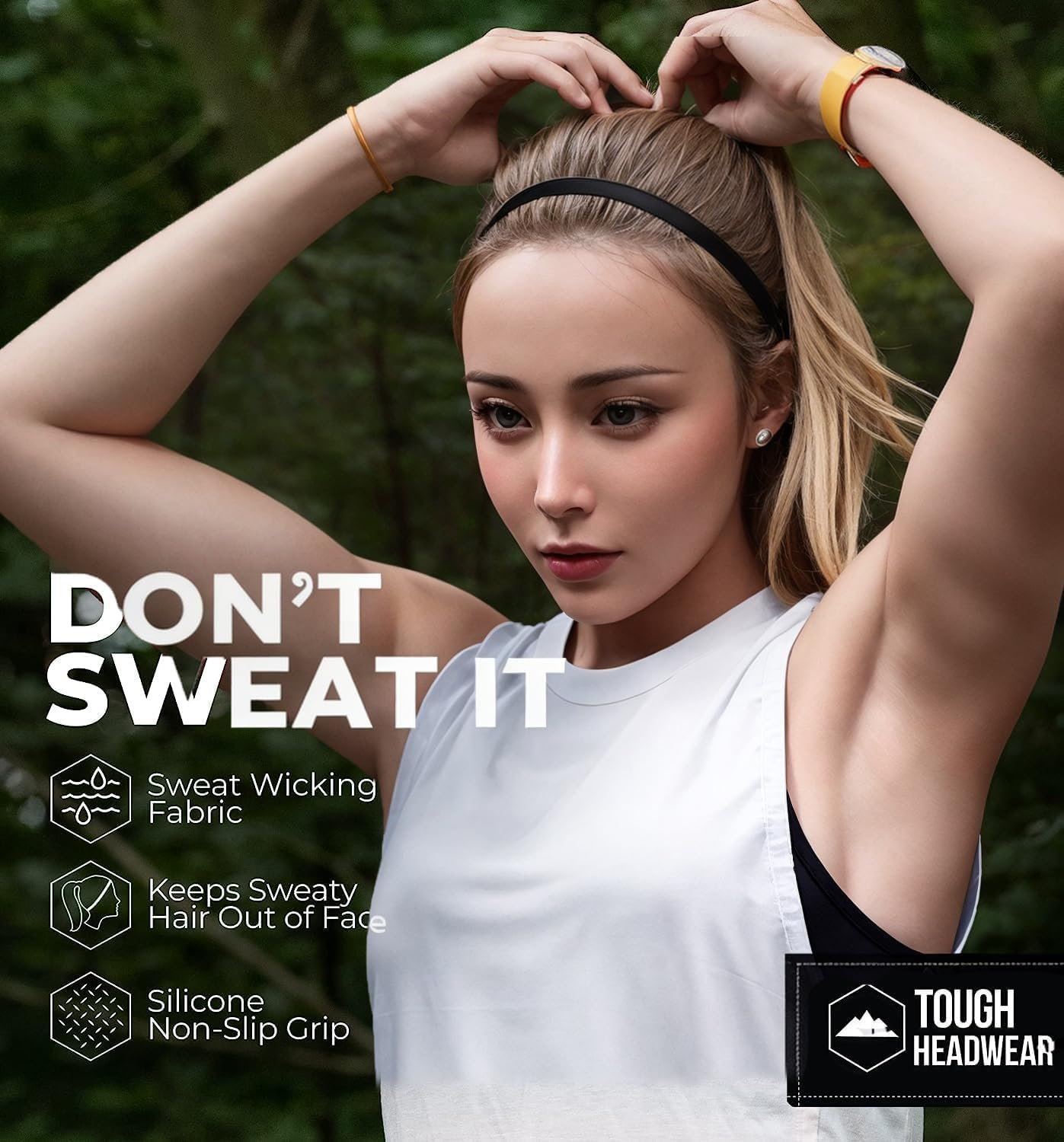 Headband,Lightweight Sports Headband Non-Slip Silicone Elastic Headbands,H HOME-MART Athletic Skinny Headbands for Women Men- Silicone Grip Hairband Mini Sweat Band,Great for Working Out image number 3