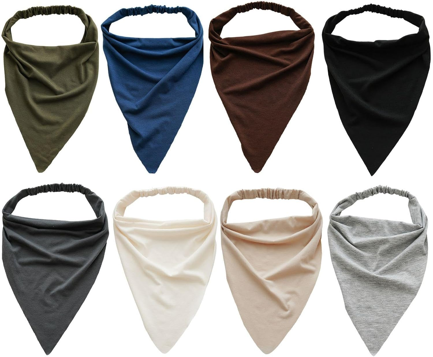YSDYY 8 Triangular Scarves in Bohemian Style, Elastic Hair Straps, Non-Slip-Coloured Hair Accessories, Outfit Accessories