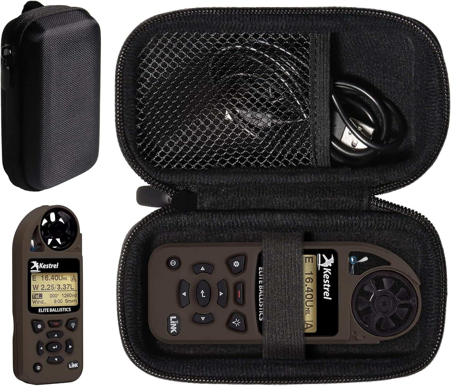 GETGEAR Weather Meter Case for Kestrel Weather Meter Compatible with Kestrel Elite, 5700/ 5700X, 5200, 5100, 5500, 2700, 3500, 3000, 3550, 2500, 1000 (Black with Black Zip) image number 3