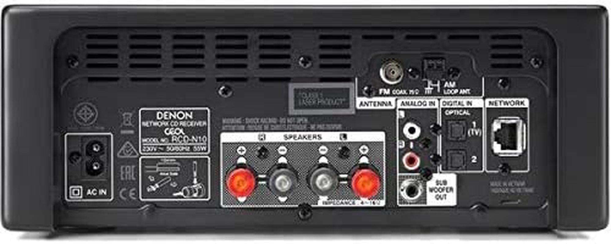 Denon CEOL-N10 Mini Hifi System with CD Player, Sound System for TV, Bluetooth, 2X Optical Input, Google Assistant/Siri/Alexa Compatible, Music Streaming, HEOS Multiroom - Black image number 2
