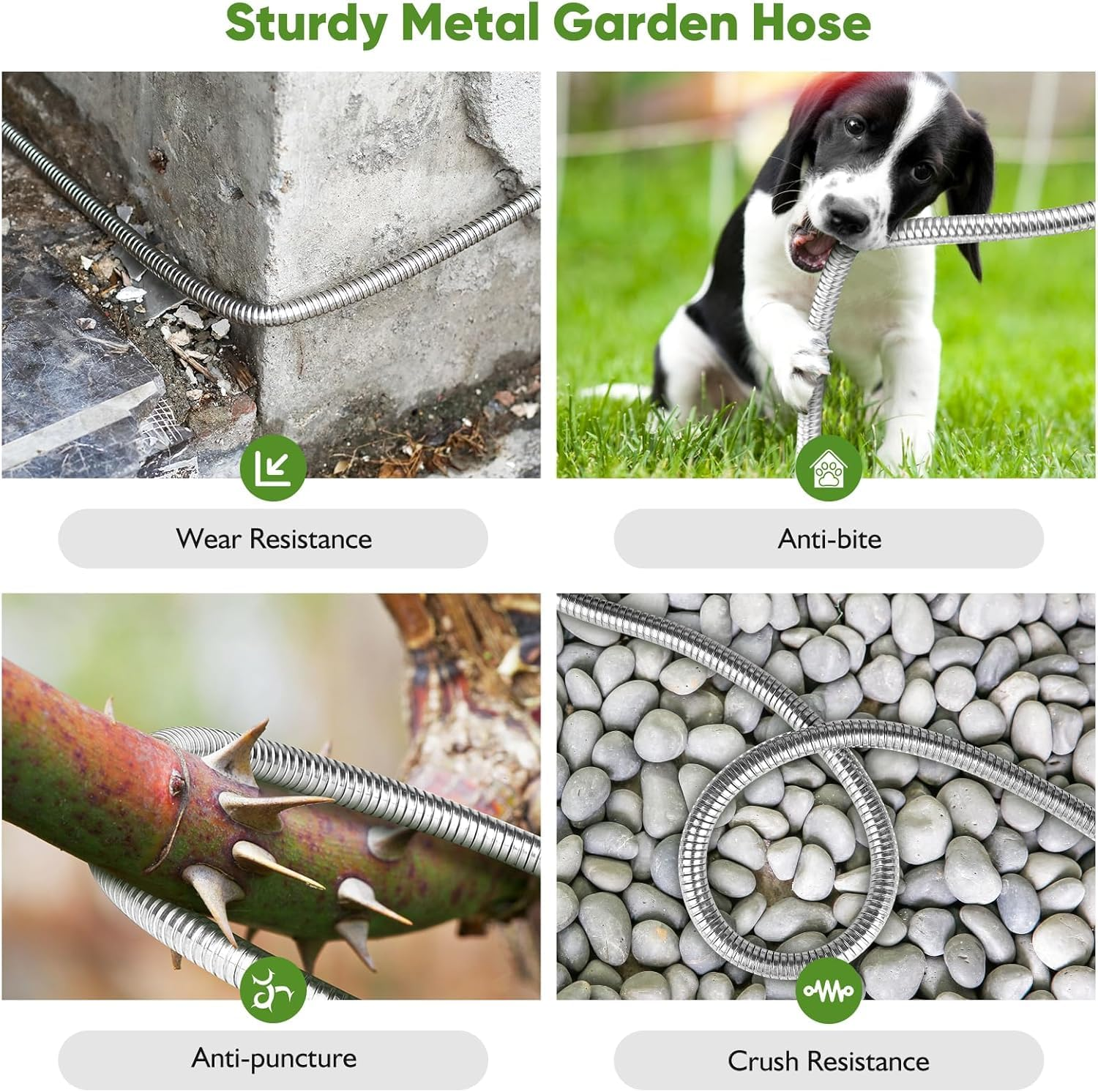 Garden Hose Metal 100FT, Stainless Steel Heavy Duty Water Hose with 10 Function Nozzle, No-Kink, Tough & Flexible, Sturdy and Lightweight, Rust Proof for Yard, Outdoor, RV image number 3