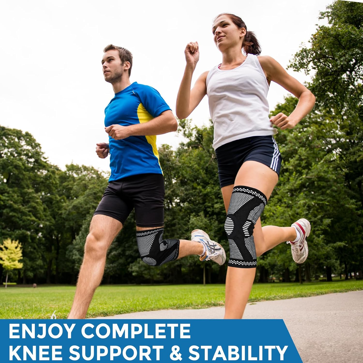 Copper Knee Braces (2-Pack) - Compression Knee Sleeves with Dual Spring Support and Upgraded Silicone Pad, Relieves Knee Pain, Arthritis, and Sports Injuries for Men and Women (X-Large) image number 1