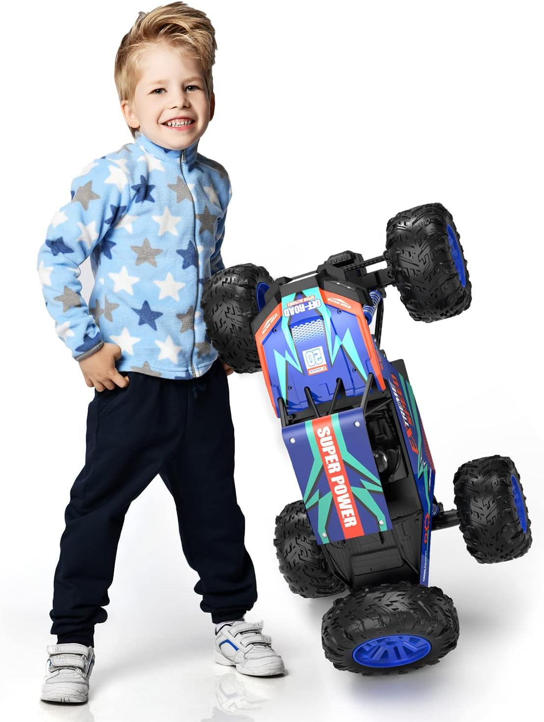 DEERC DE60 Large 1:8 Scale Upgraded RC Cars Remote Control Car for Adults Boys,Off Road Monster Truck with Realistic Sound,2.4Ghz 4WD Rock Crawler Toy All Terrain Climbing,2 Batteries for 80 Min Play image number 6