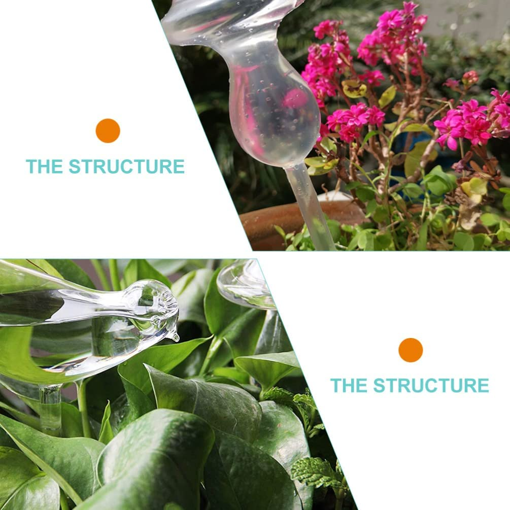 Jojofuny Self Watering Globes 2Pcs Plant Watering Globes Mushroom Shape Glass Plant Waterer Cute Self Bulbs Devices Water Drip Irrigation Device Automatic Waterer image number 2