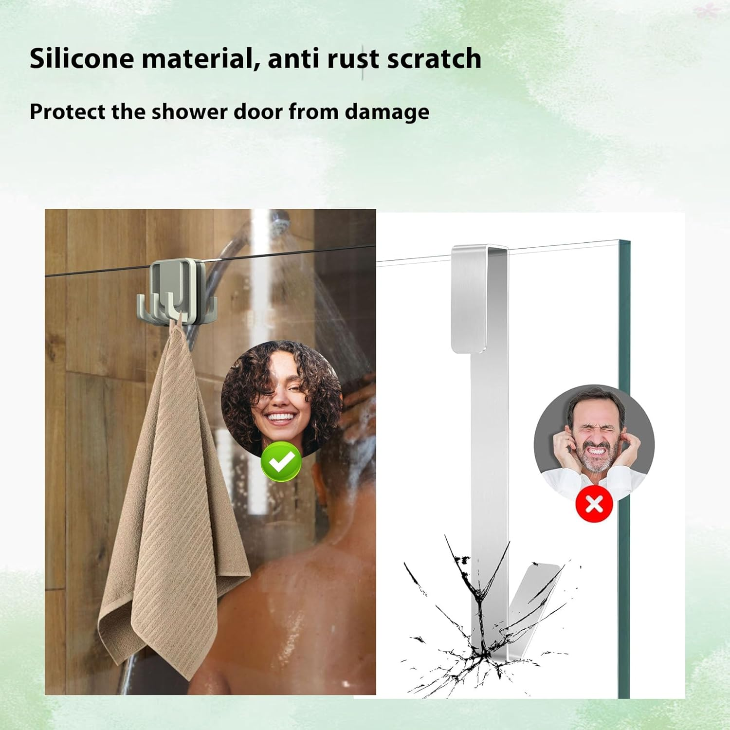 3 Pcs Shower Suction Hooks,Silicone Double Sided Hooks,No-Drill Bath Robe Hook Holder for Shower Bathroom Hanging Towels,Mirrors,Robe,Window Hooks,Removable and Reusable