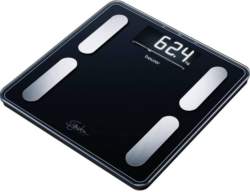Beurer BF400 Black Signature Line Body Analysis Scale | Precise Body Analysis with 10 User Profiles | Large Inverse LCD Display | Capacity up to 200 Kg