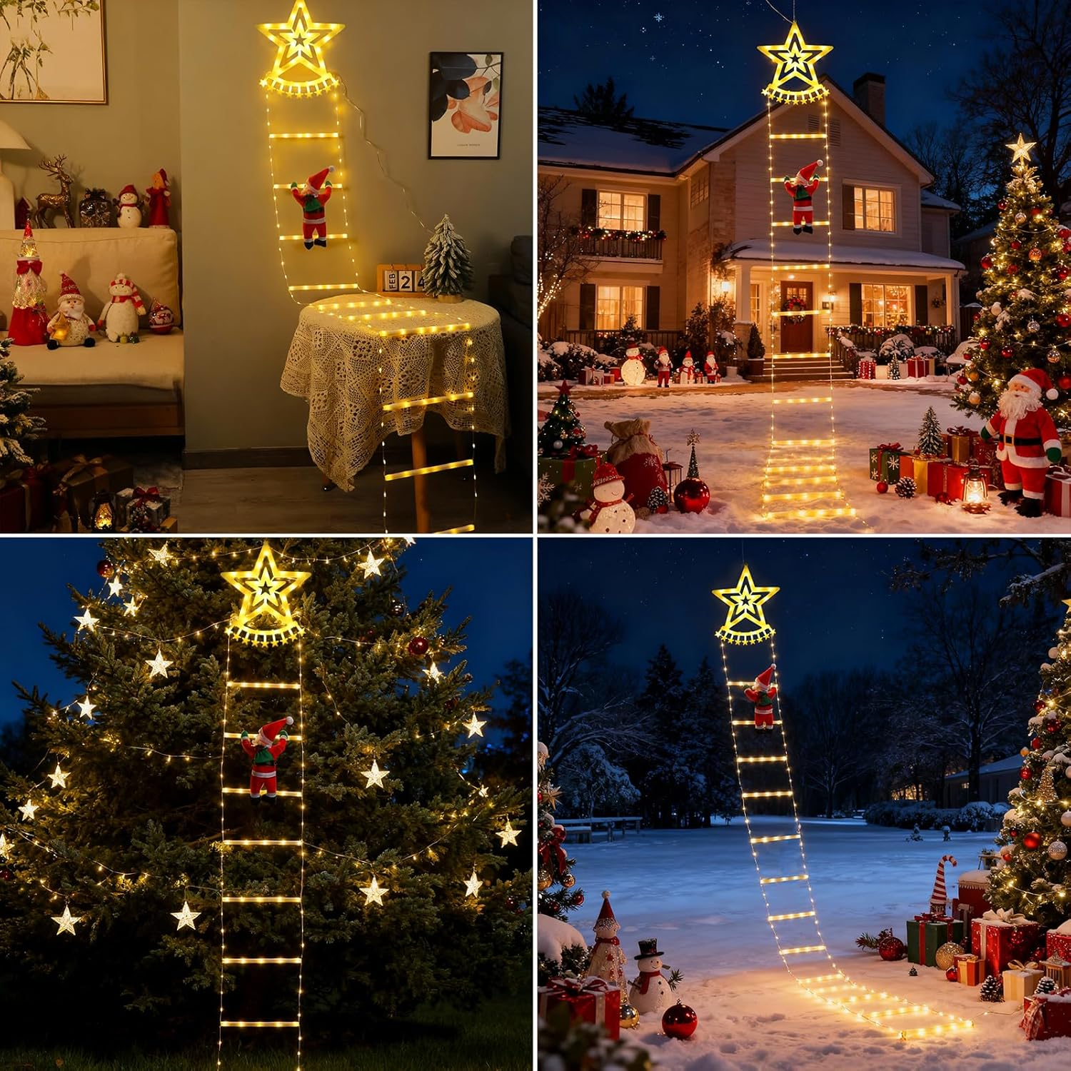 Qoosea LED Santa Claus Ladder Fairy Lights, 2.7 M LED Christmas Lighting Outdoor with Timer, Memory Function, 8 Modes, for Indoor Outdoor Christmas Tree Window Christmas Decoration image number 2