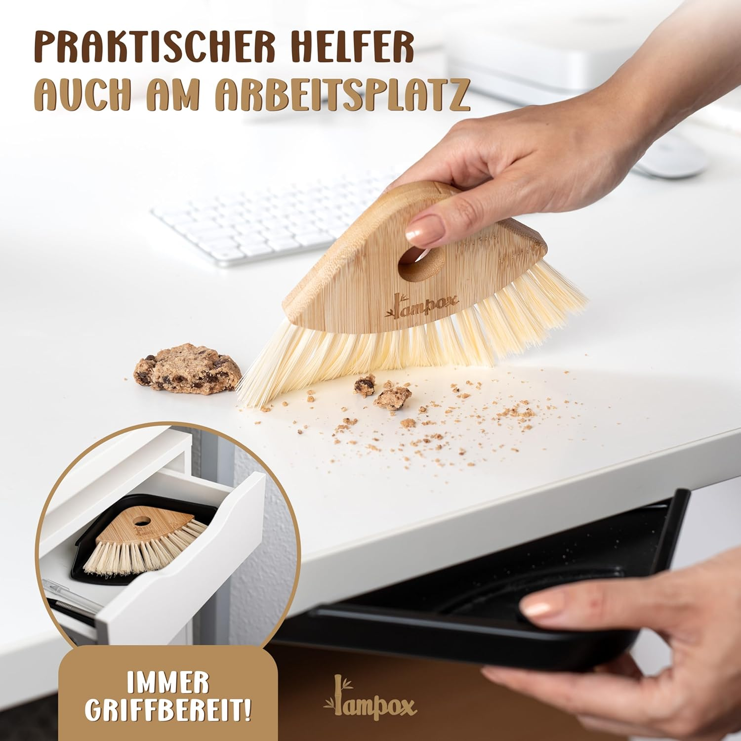 Shovel and Broom Set, Dustpan and Brush with Bamboo Handle, Household Dustpan Set